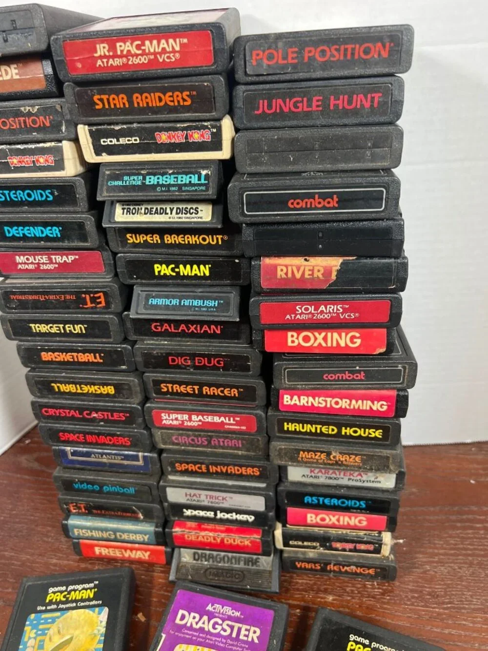 Lot Of 40+ Atari 2600 Game Cartridges Including Pac-Man Donkey Kong Dragster & M